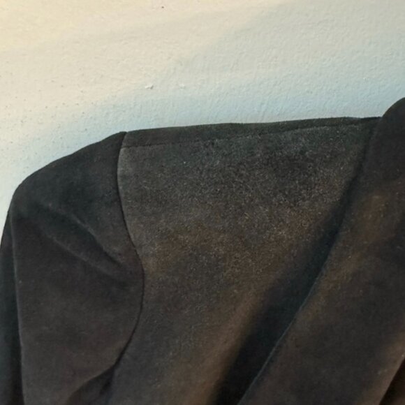 Alice + Olivia Harvey Open Front Goat Suede Leather Jacket | Women's Small Black - Picture 4 of 9